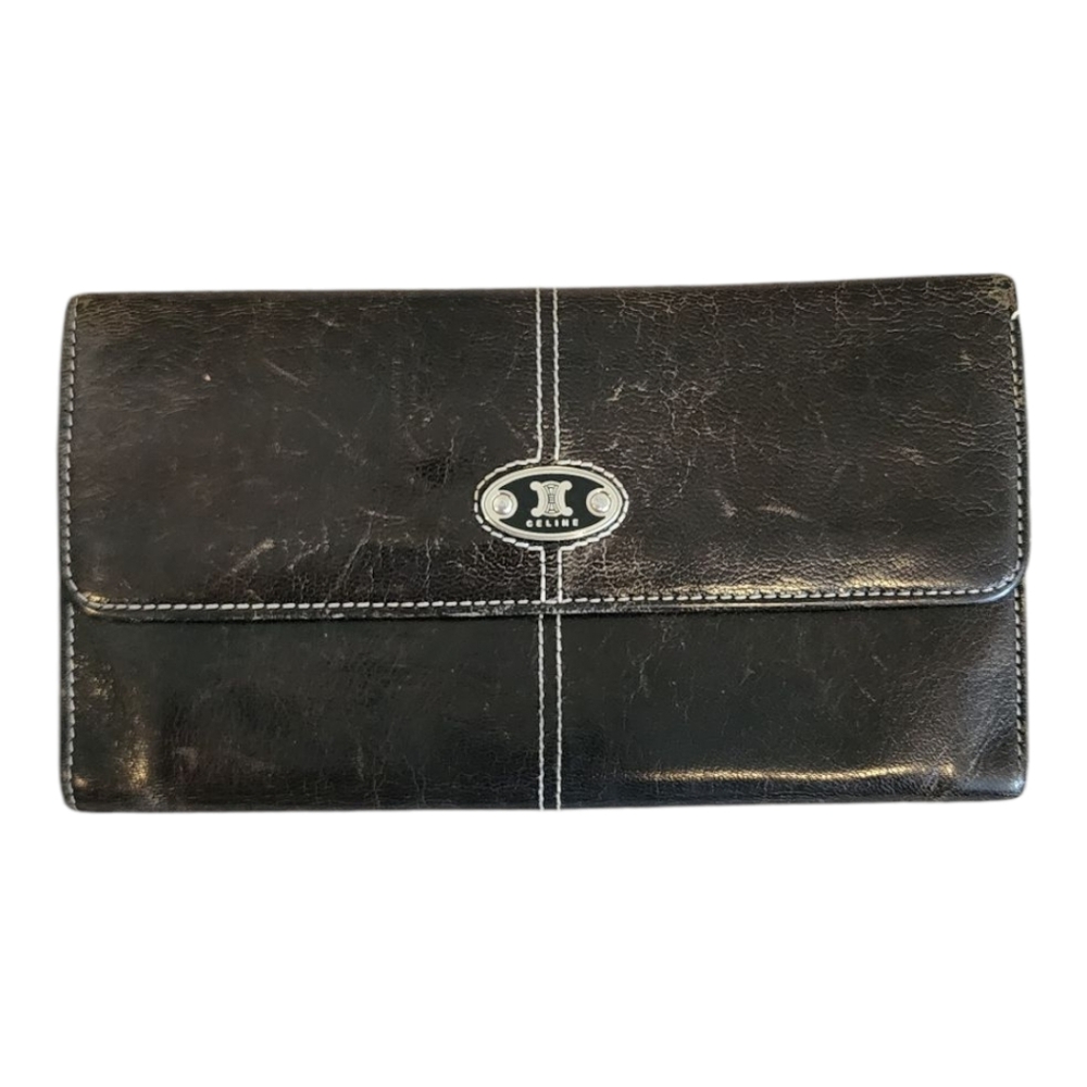 Celine Black Leather Long Wallet